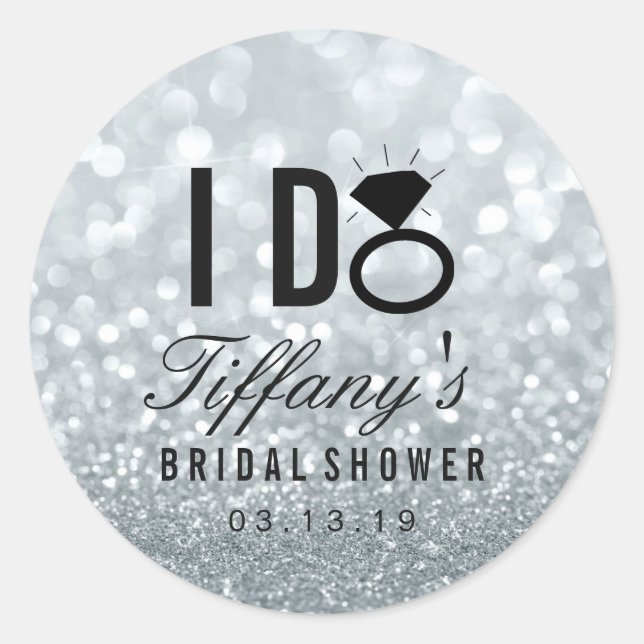 Sticker - I DO Bridal Shower Glitter (Front)