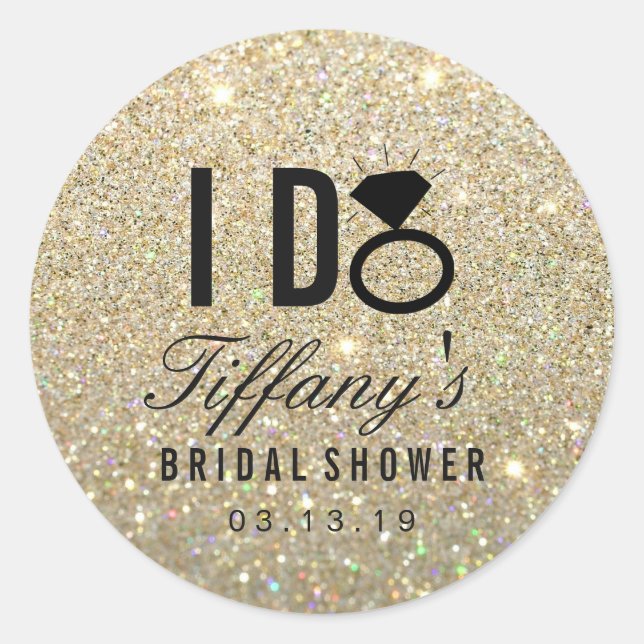 Sticker - I DO Bridal Shower Glitter (Front)