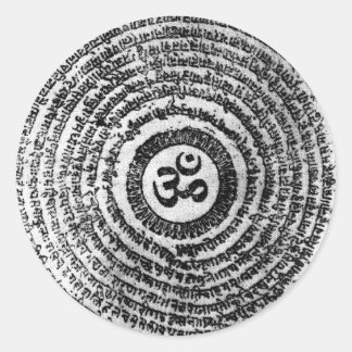 sticker, india, om mani padme hum classic round sticker