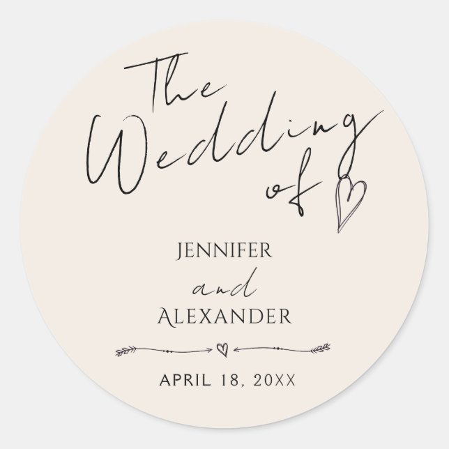  Sticker inimalist Modern Wedding (Front)