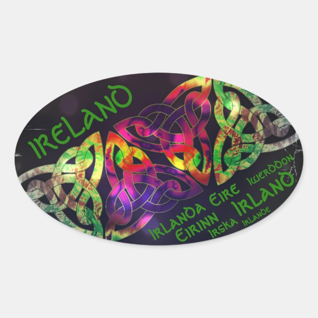 Sticker, Ireland, Celtic knot, colorful Oval Sticker (Front)