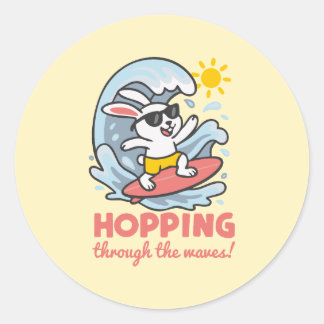 Sticker kawaii with summer surfer bunny