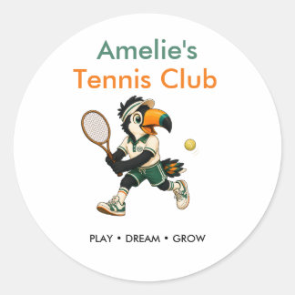 Sticker Kids Retro Toucan Tennis Club Birthday