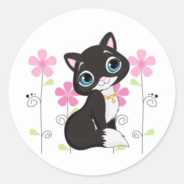 Sticker-Kitty Classic Round Sticker (Front)