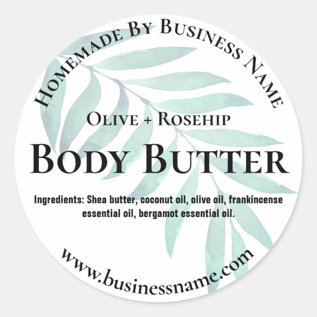 Sticker Label For Homemade Body Butter (Front)