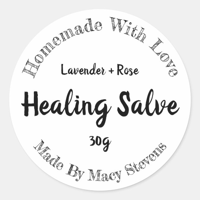Sticker Label For Homemade Healing Salve Balm (Front)