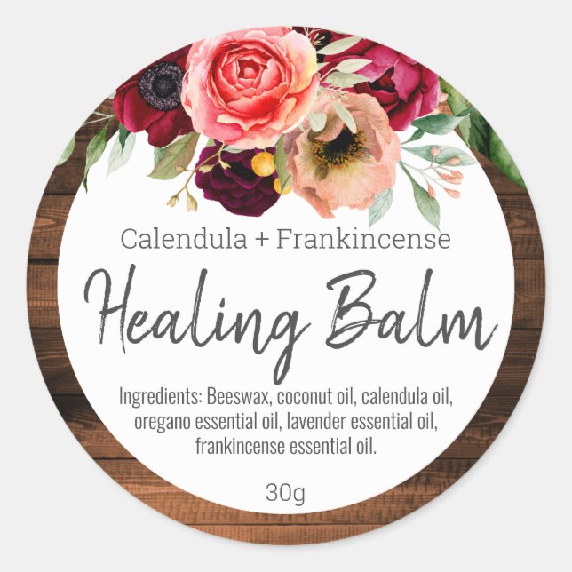 Sticker Label For Homemade Healing Salve Balm (Front)