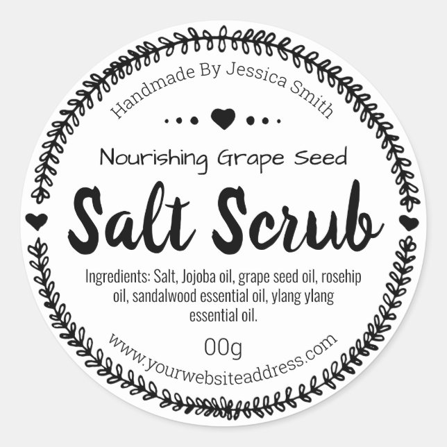 Sticker Label For Homemade Salt Scrub (Front)