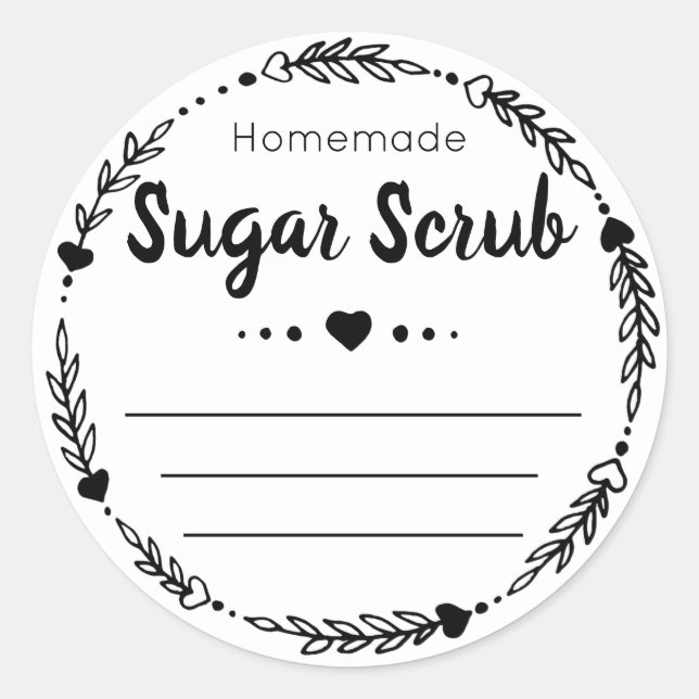 Sticker Label For Homemade Sugar Scrub (Front)