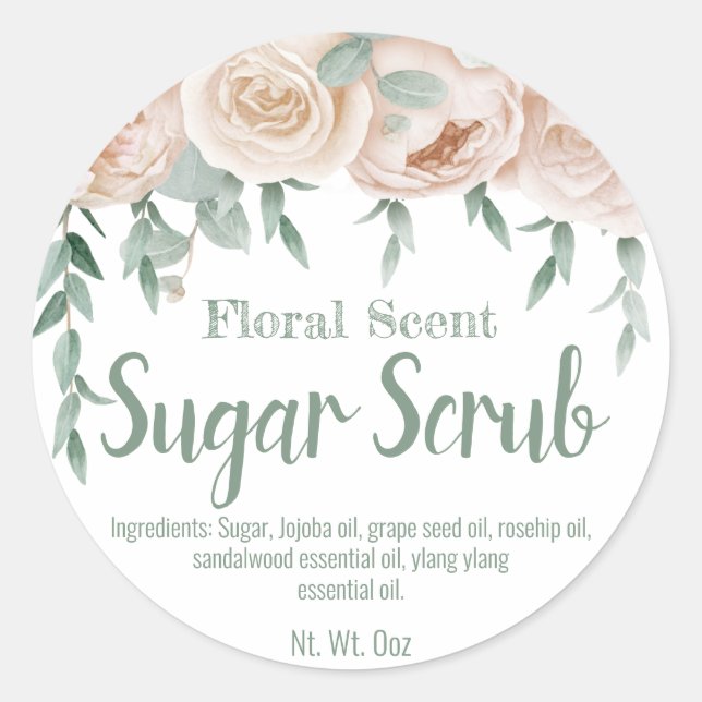 Sticker Label For Homemade Sugar Scrub (Front)
