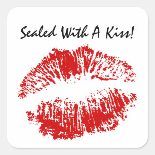 Sticker Letter Seal Sealed With A Kiss Lips Square