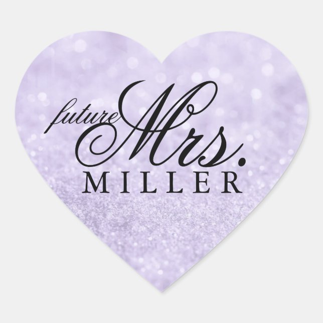Sticker - Lit Purple Glit Heart Fab future Mrs. (Front)