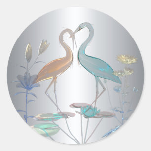 Sticker Love Birds Silver