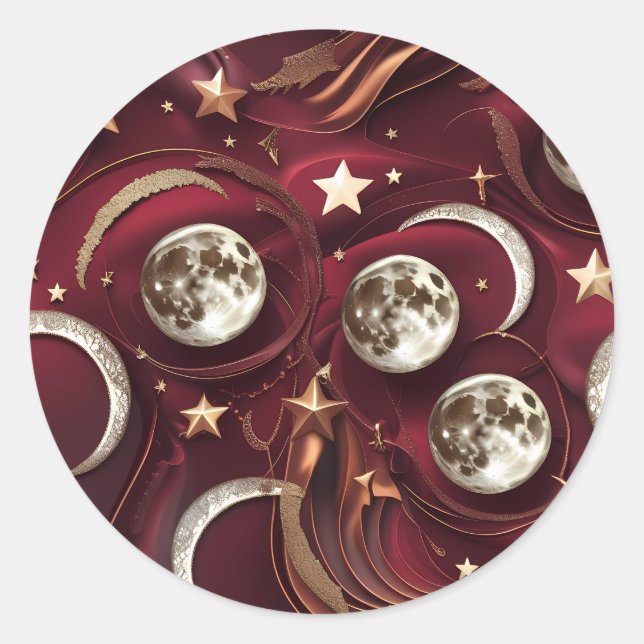 Sticker – Luxury Garnet Red Celestial Moon (Front)