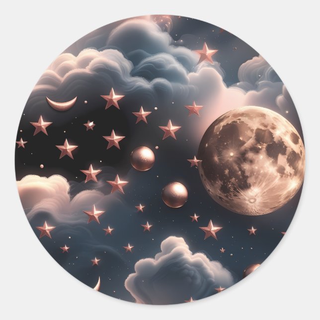 Sticker – Luxury Rose Gold Celestial Moon (Front)