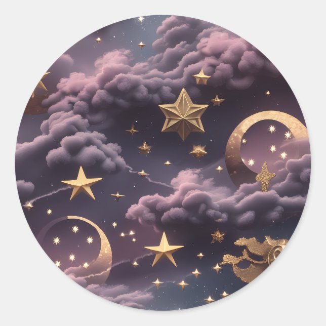 Sticker - Luxury Smoky Plum Celestial Moon Design (Front)