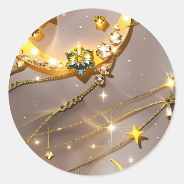 Sticker – Luxury Topaz Yellow Celestial Moon (Front)