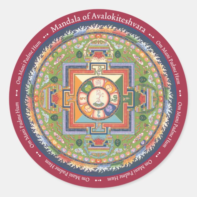 STICKER Mandala of Chenrezig - with Mantra (Front)