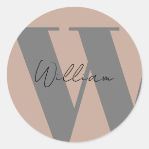 STICKER Monogram name mocha brown grey stylish