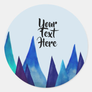 Sticker, Mountains Custom Text Classic Round Sticker