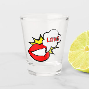 Sticker - Mouth Speech Bubble + YOUR TEXT & IDEA 1 Shot Glass