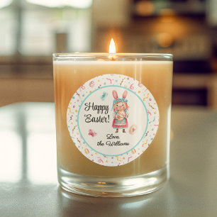 Sticker, Name   3-in Cute Happy Easter Miss Bunny Classic Round Sticker