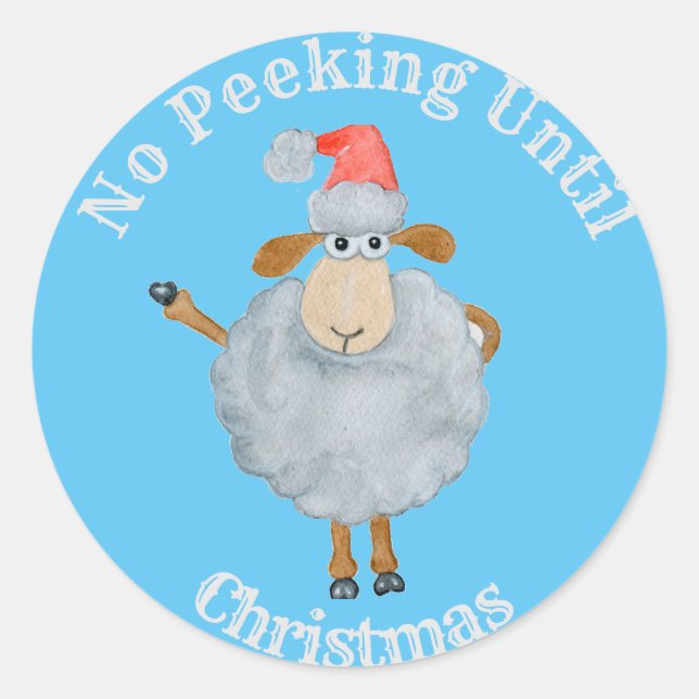 Sticker No Peeking Until Christmas Christmas Sheep (Front)
