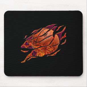 Sticker Of A Fire Basketball Mouse Pad