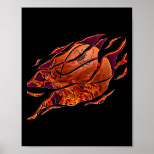 Sticker Of A Fire Basketball Poster