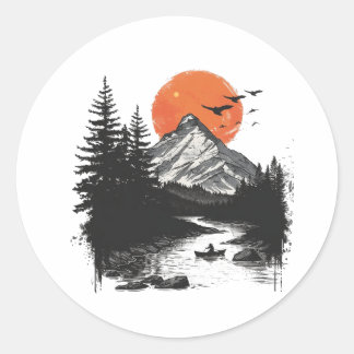 Sticker :-  Peaceful Design Nature Round Stiker