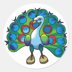 Sticker-peacock peafowl classic round sticker