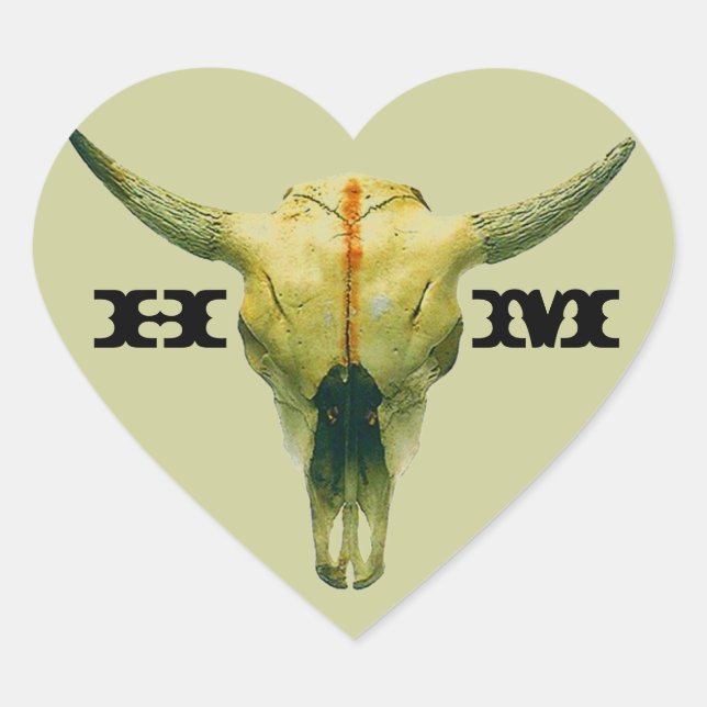 Sticker Personalise Ranch Range Cow Skull Monogram (Front)