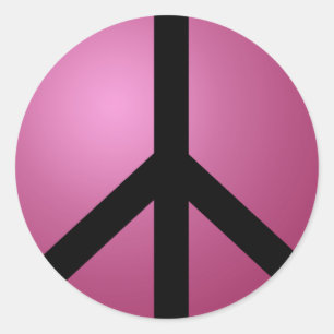 Sticker, Pink & Black Peace Sign Classic Round Sticker