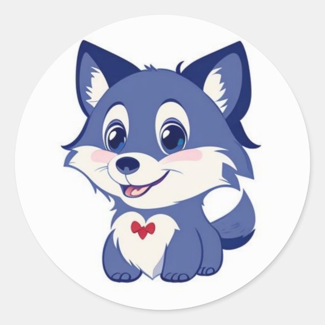 sticker, puppy classic round sticker (Front)