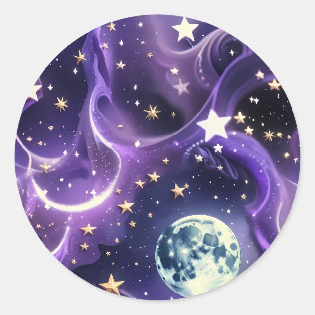 Sticker - Purple Celestial Moon Phases Design (Front)
