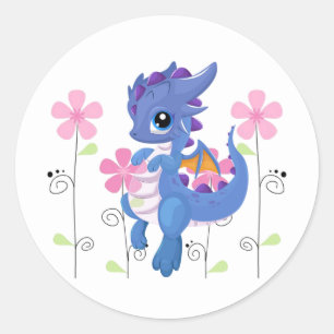 Sticker-Purple Dragon Classic Round Sticker