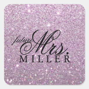 Sticker - Purple Glitter Heart Fab future Mrs.