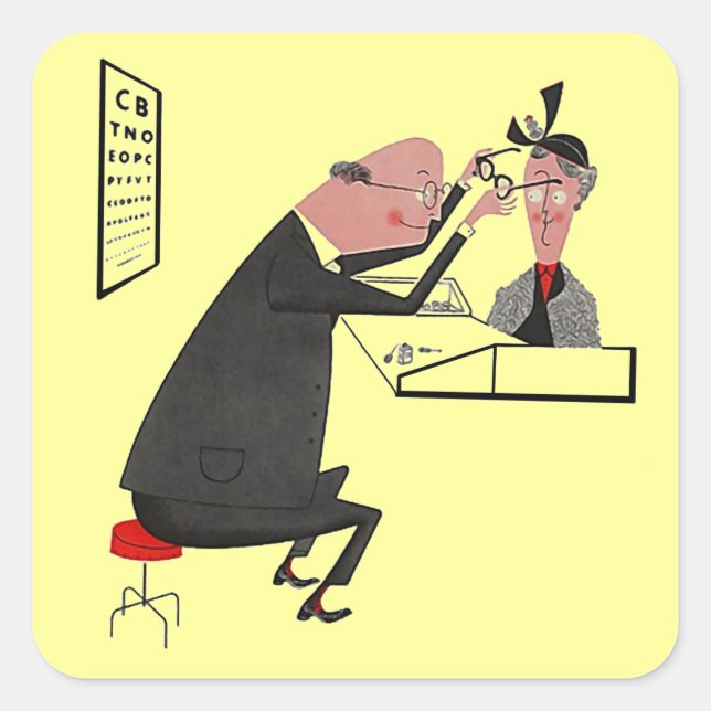 Sticker Retro Pink Heart ophthamologist eye doc dr (Front)