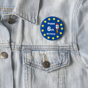 Sticker - Rocketship 6th Birthday 6 Cm Round Badge