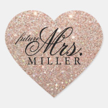 Sticker - Rose Gold Glitter Heart Fab future Mrs.