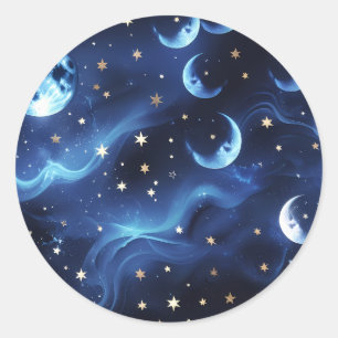 Sticker - Sapphire Blue Celestial Moon Design