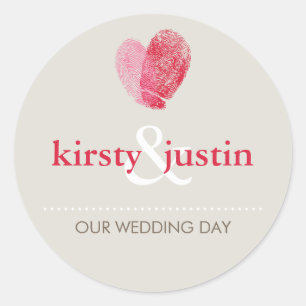 STICKER SEAL cute wedding fingerprint heart love