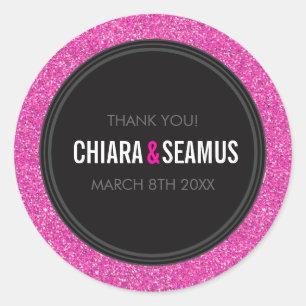 STICKER SEAL modern simple hot pink glitter black