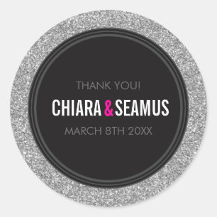 STICKER SEAL modern simple silver glitter black
