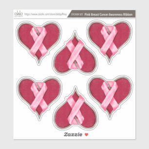 Sticker set: Pink Breast Cancer Awareness Ribbons
