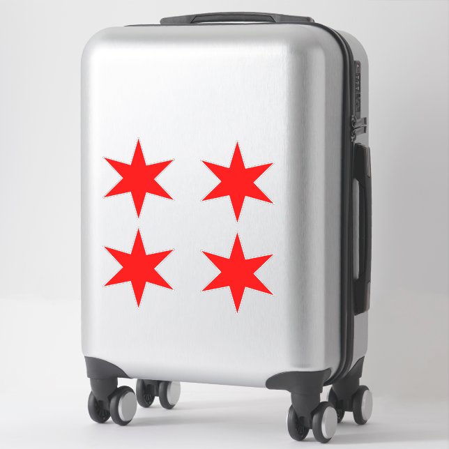 Sticker Sheet | Chicago Flag Red 6-Pointed Star (Suitcase)