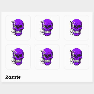 Sticker Skull Head, Skeleton Halloween Invitation