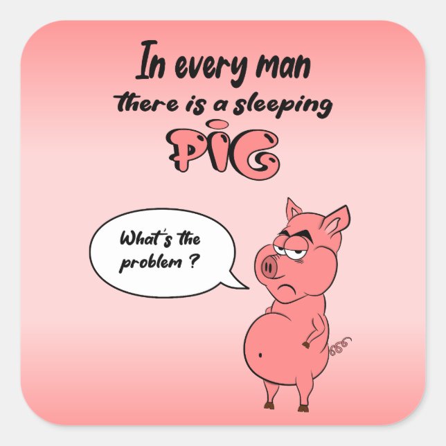 Sticker Square Ronchon the Pig (Front)