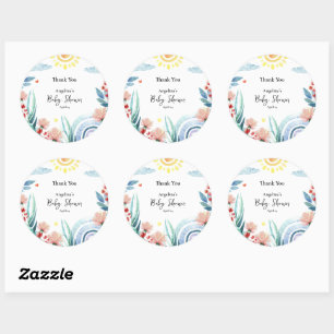 Sticker Thank You for baby shower with design.