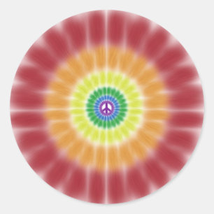 Sticker, Tie Dye Rainbow Peace Sign Explosion Classic Round Sticker